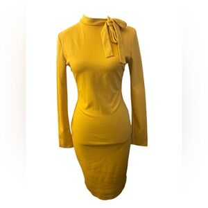 Cefian Elegant Mustard Yellow Dress EUC M